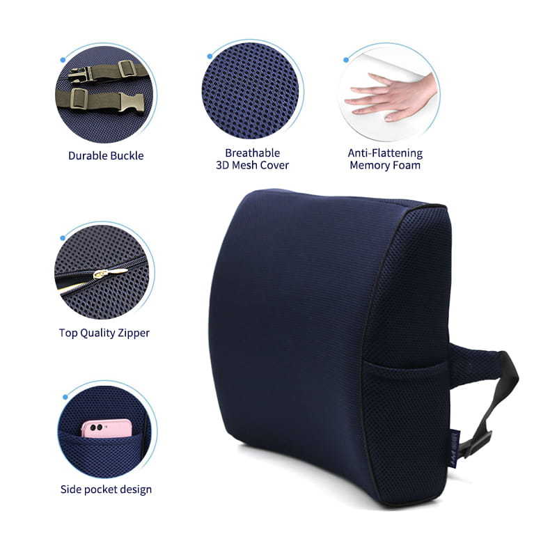 2022 Top Quality Ergonomic Posture Memory Foam Back Lumbar Support Pillow Cushion For Office Chair/ Car Seat