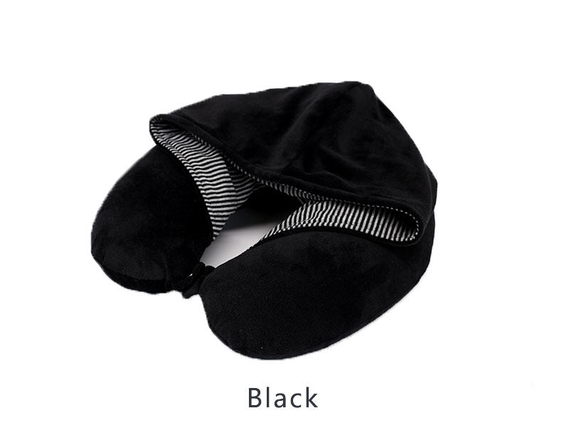 Hot Sale Innovation Portable Hooded Memory Foam Hoodie Travel Neck Pillow with Hood Quality Bedding Adults Solid Knitted U-shape