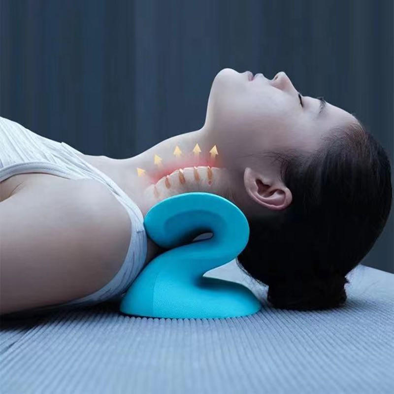 New self-skinning S-shaped neck support massage pillow PU foam relax cervical spine sleep traction pillow