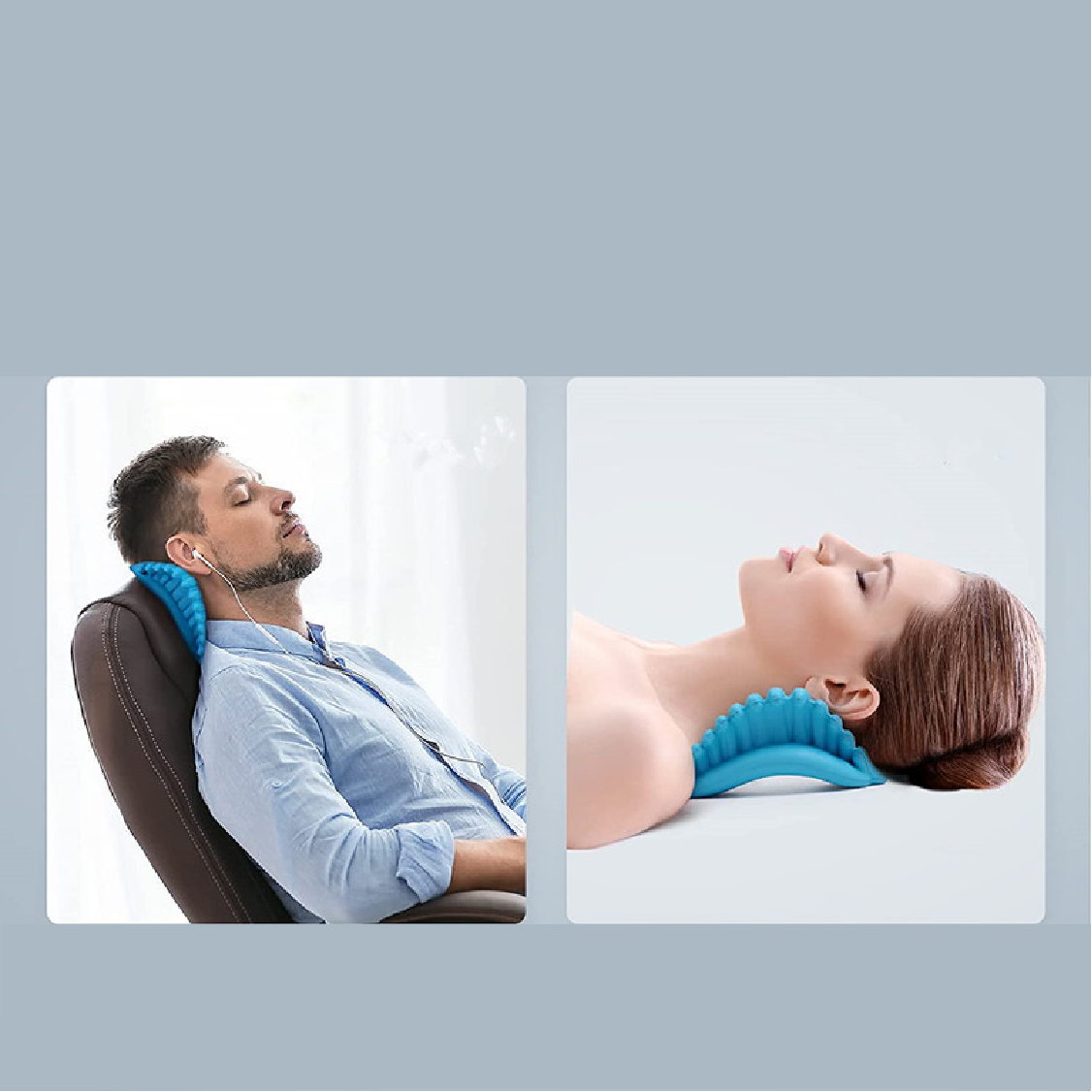 Popular PU foam neck traction pillow Pain relief cervical massage pillow Self-skinning rich bag correction pillow