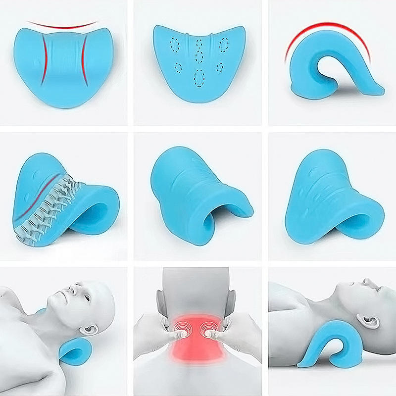 pu foam cervical traction pillow repairs cervical straightening and anti-bow elastic neck pillow to help sleep eliminate wealth package