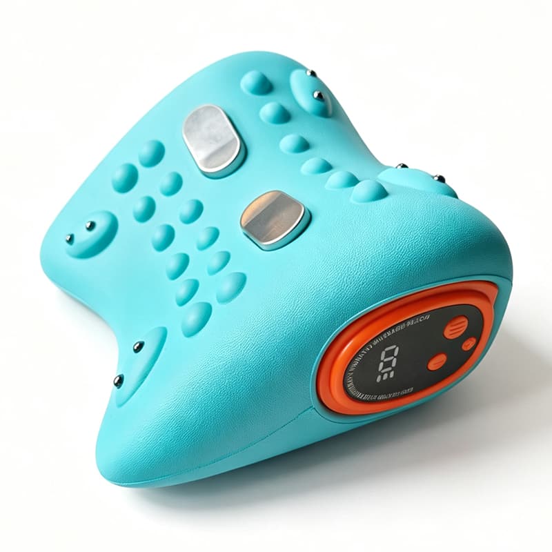 EMS cervical massage device with micro-current heating, vibration, and remote control, cervical massage pillow